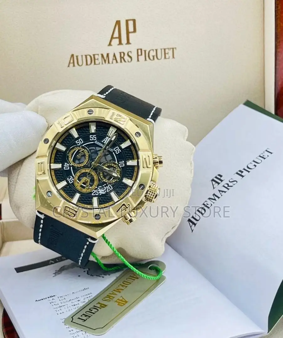 Audemars Piguet Chronograph Luxury Leather Strap Wristwatch