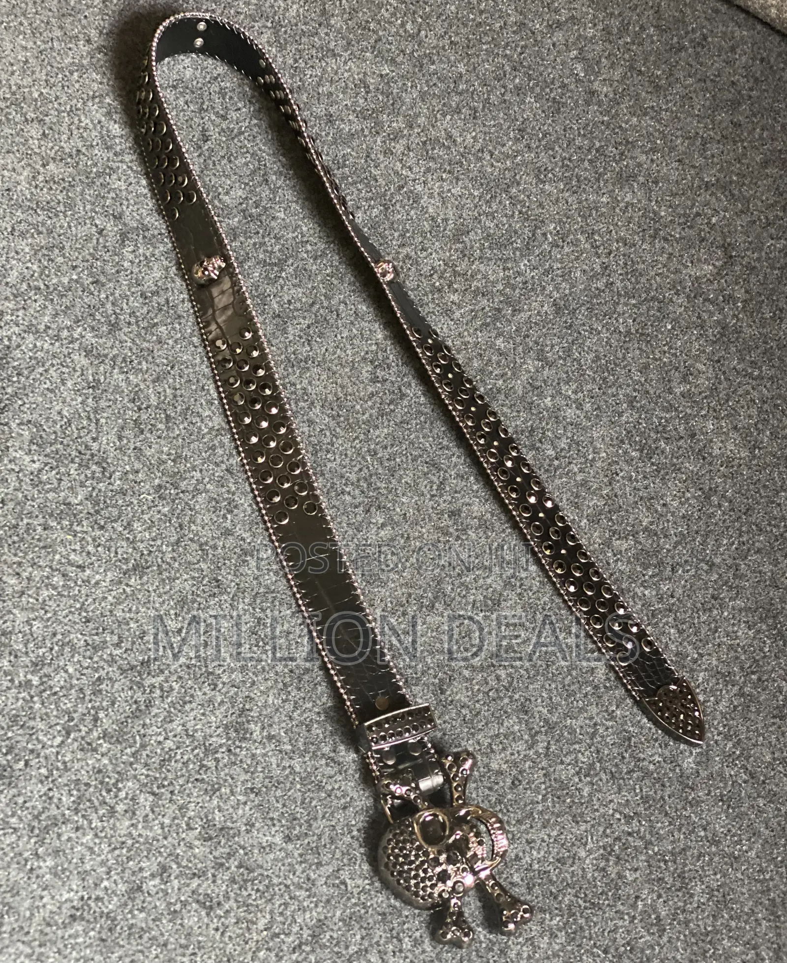 Skul Inspires Rhinestone Men’S Luxury Belt Black