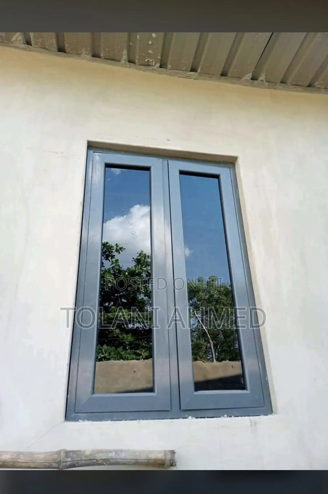 Grey Aluminum Casement Window With Burglary and Net