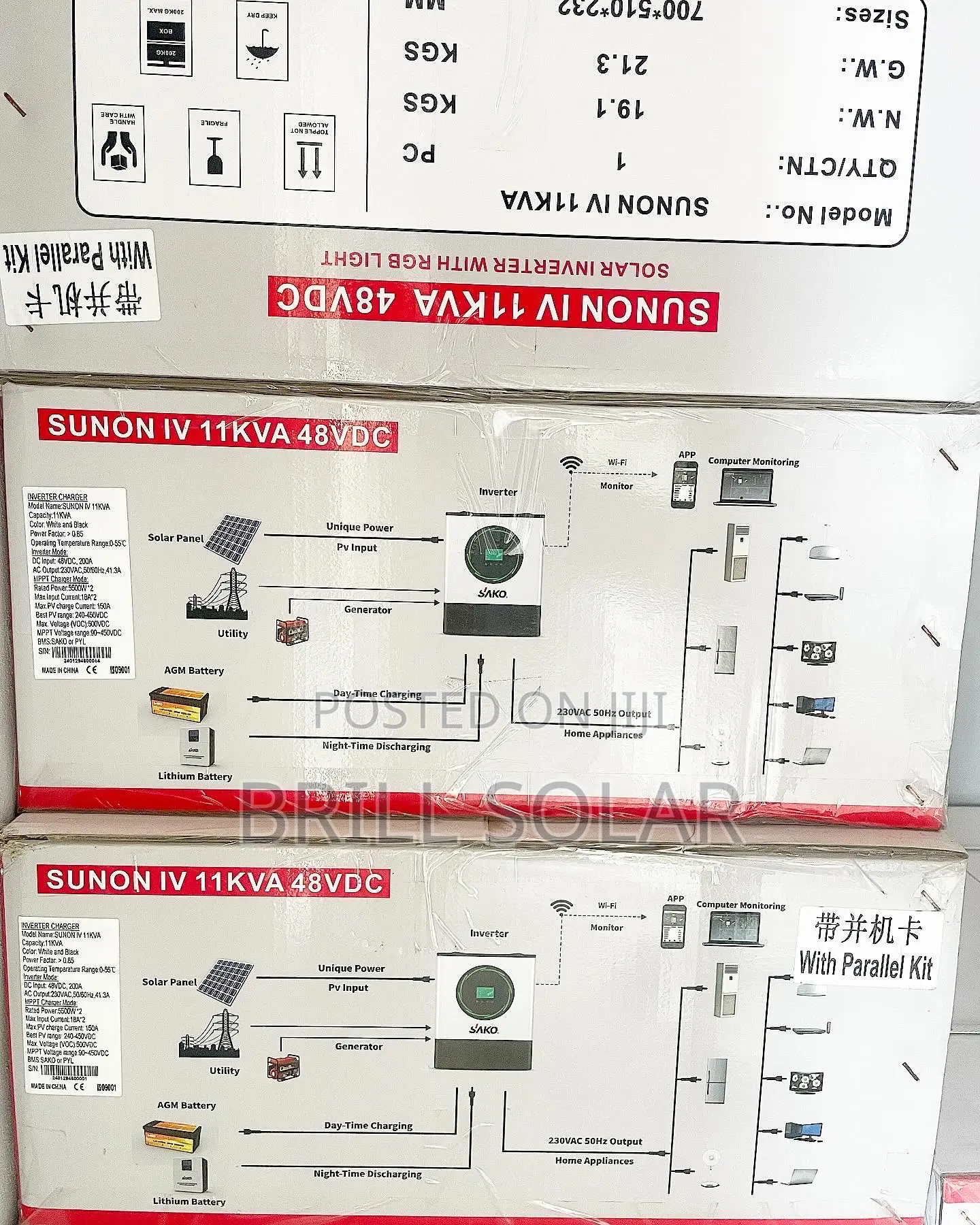 11kva-48v Sunon-Iv Sako Pure Sine Wave Hybrid Inverter