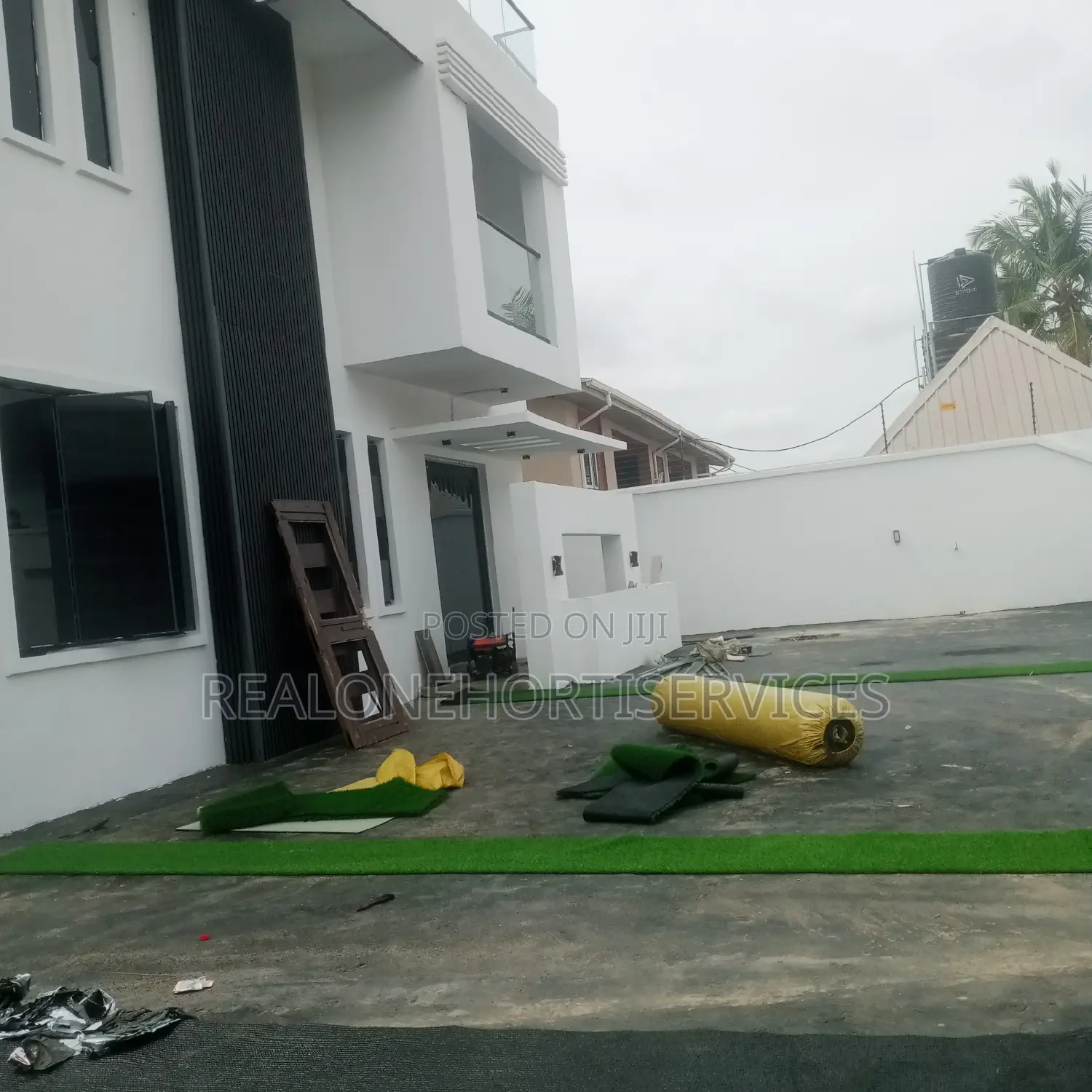 Grass For Lawn, Border Installation And Artificial Plant
