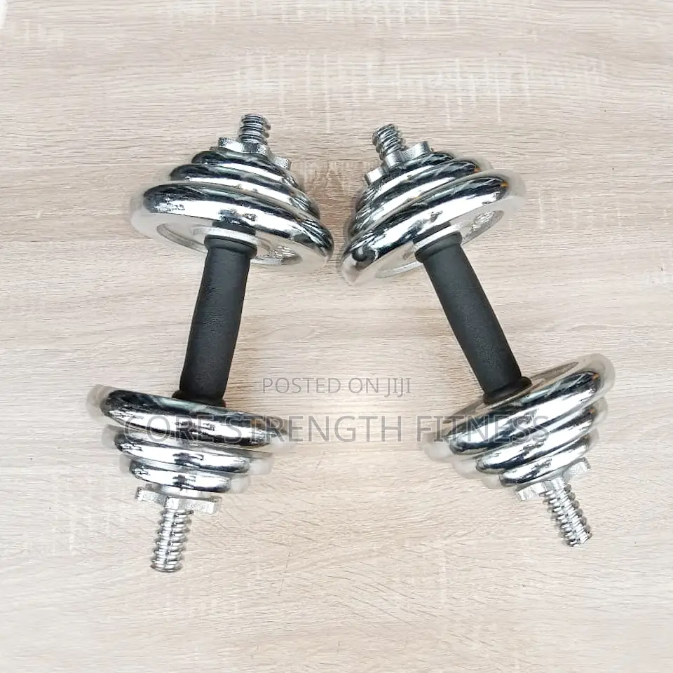 Pairs of 10kg Chrome Dumbbells (20kg Total Weights)