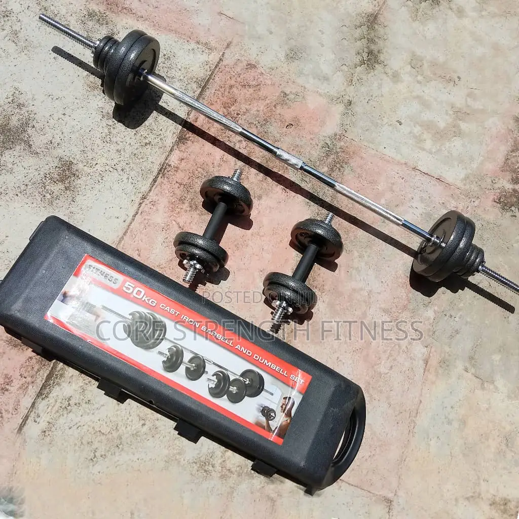 50kg Sets of Barbell and Dumbbells in Plastic Box Carrier