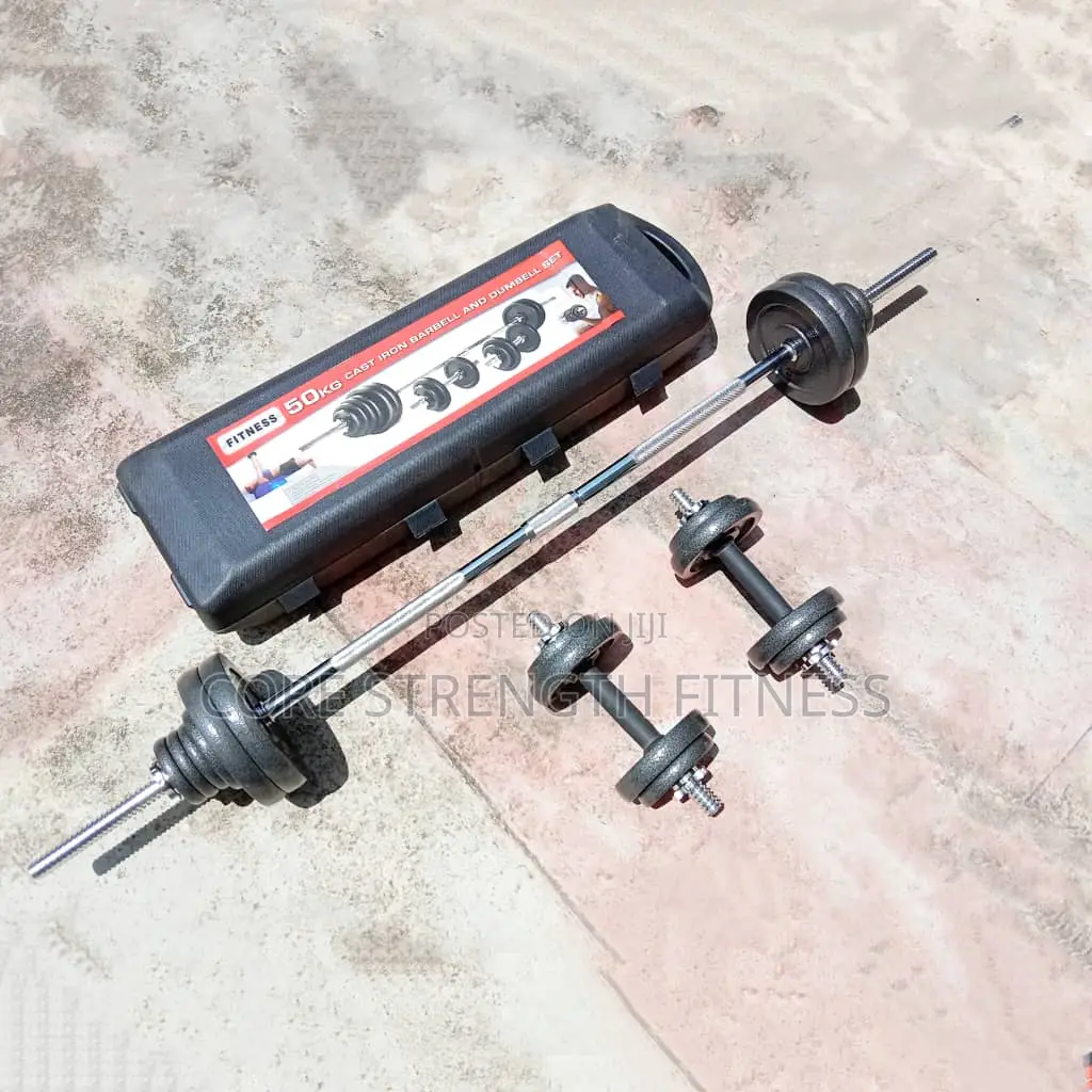 50kg Sets of Barbell and Dumbbells in Plastic Box Carrier