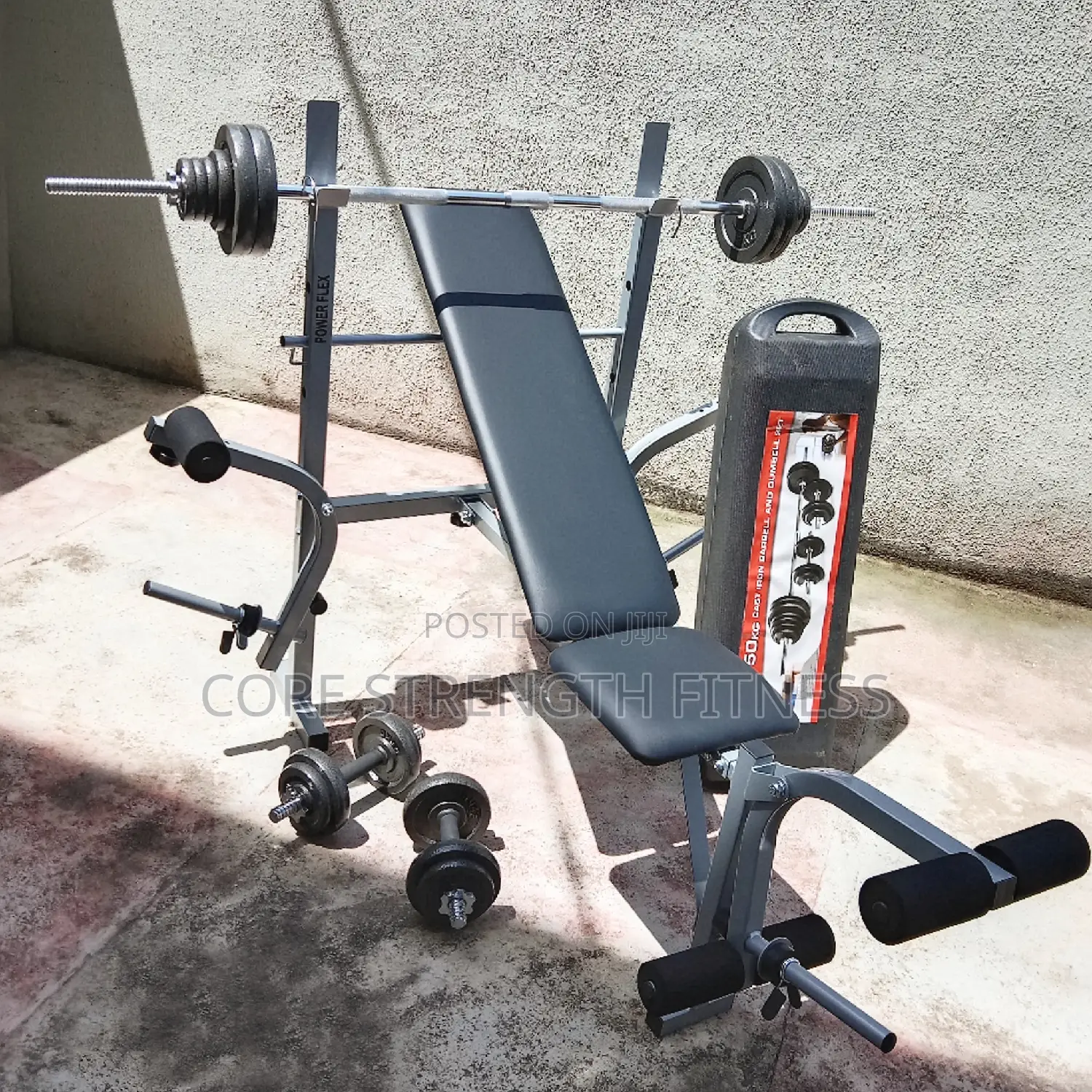 Weight or Bench Press Set With 50kg Barbell and Dumbbells