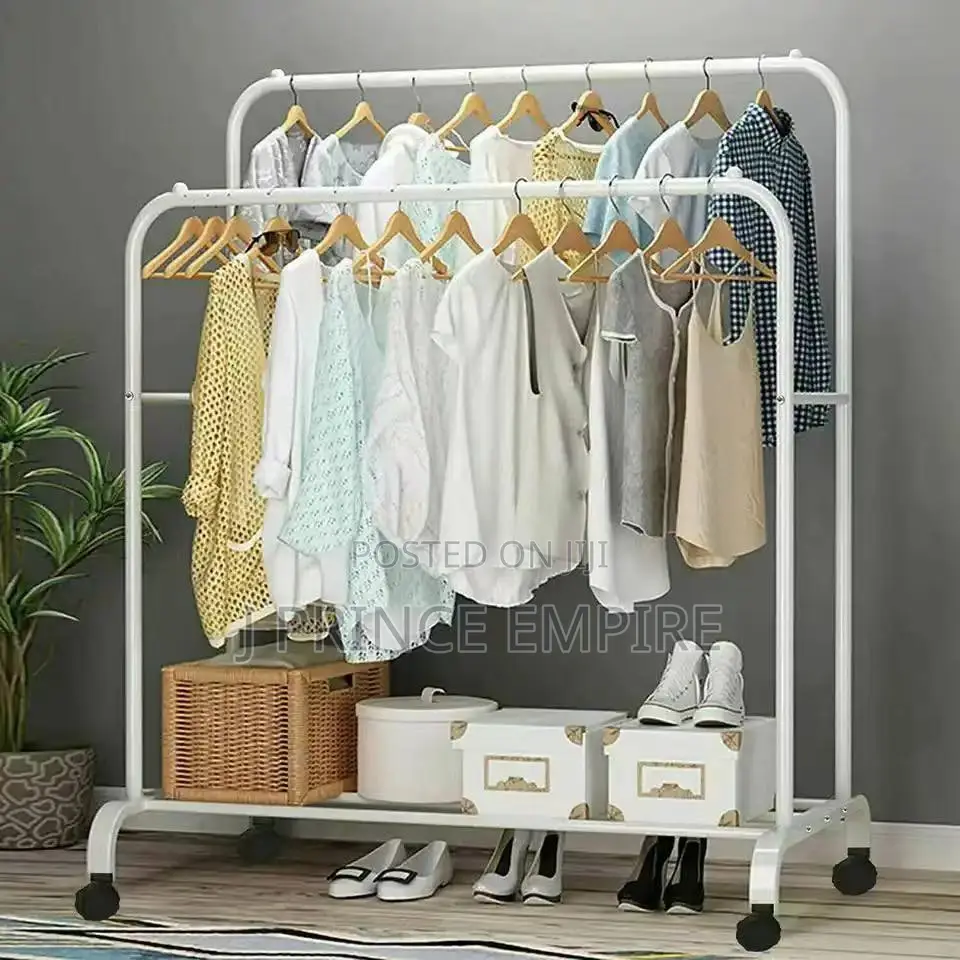 Multipurpose 35kg Double Pole Clothes Rack With Bottom