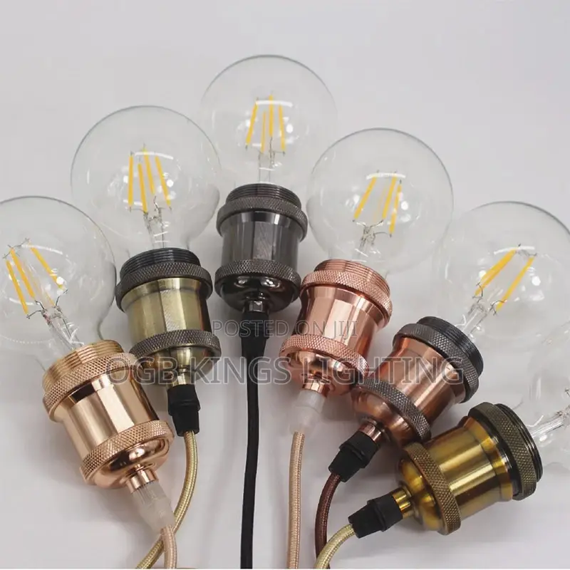 E27 Wire Lamp Holder Antique Copper Metal Pendant Light