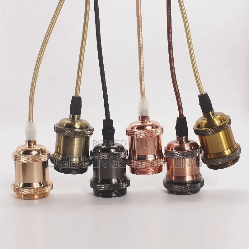 E27 Wire Lamp Holder Antique Copper Metal Pendant Light