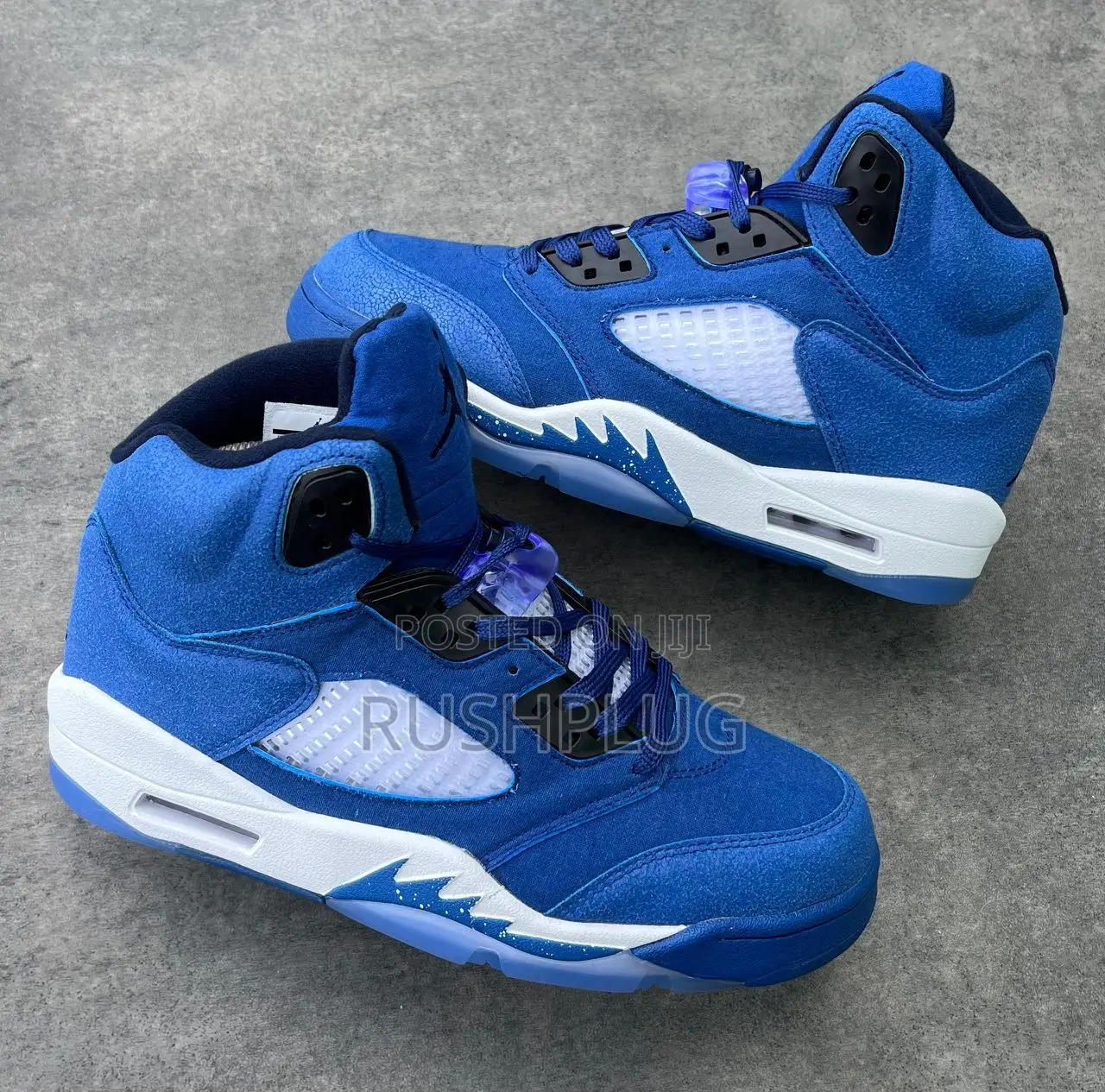 Quality Air Jordan 5 Retro Blue Suede Sneakers
