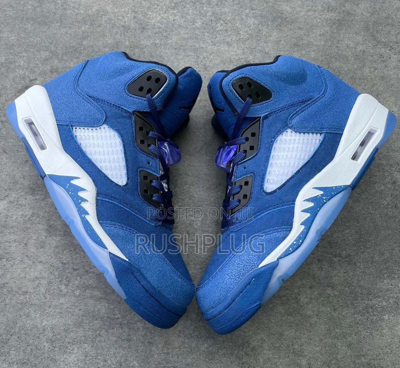 Quality Air Jordan 5 Retro Blue Suede Sneakers
