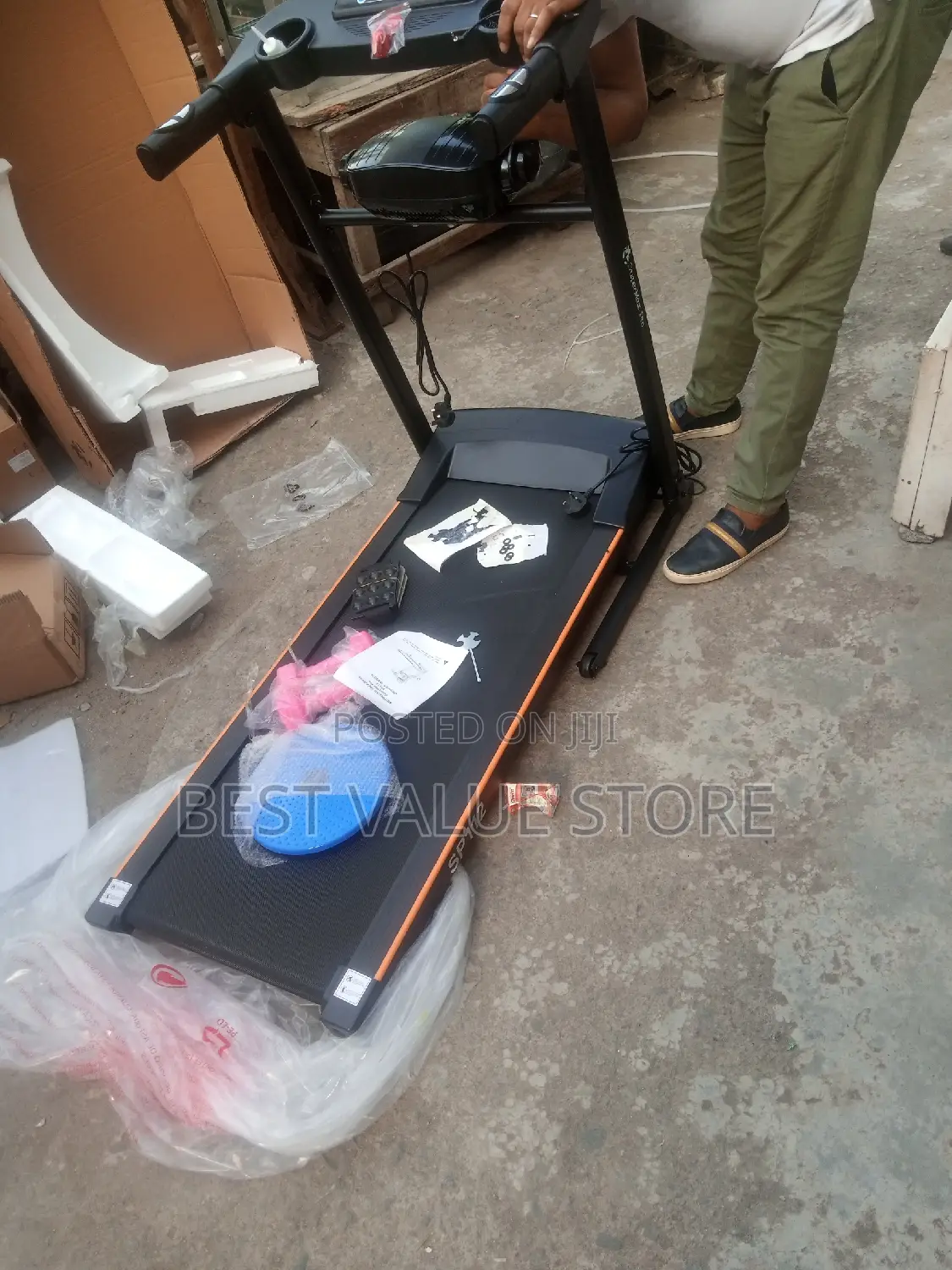 2hp Treadmill With Massager, Dumbbells Etc