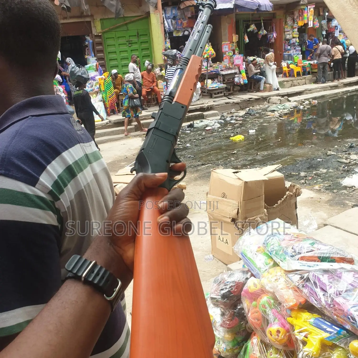 Long Double Barrel Gun Props