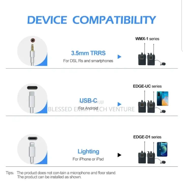 Wireless Lavalier Lapel Microphone for iPhone, Android