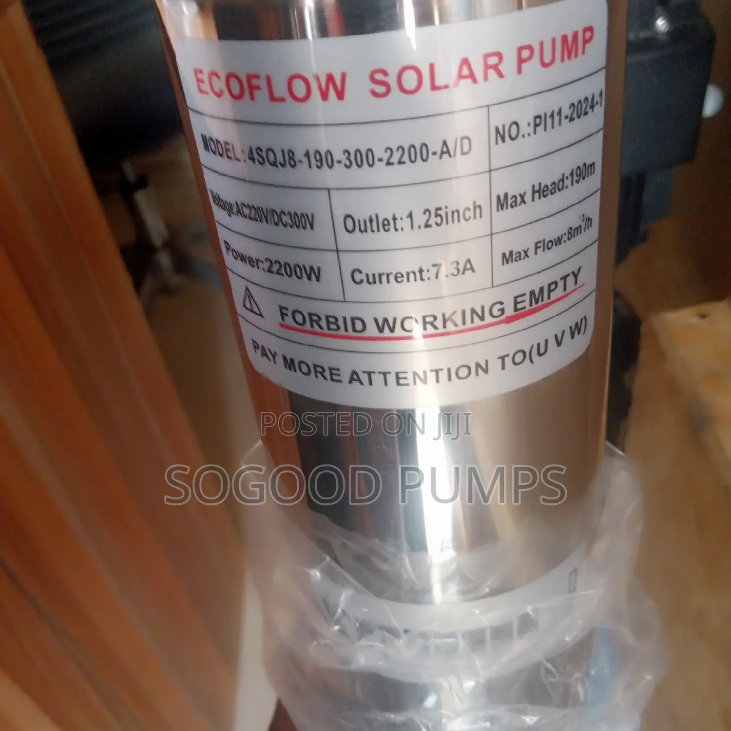 Ecoflow Solar Submersible Pump Type 2200watts 190m