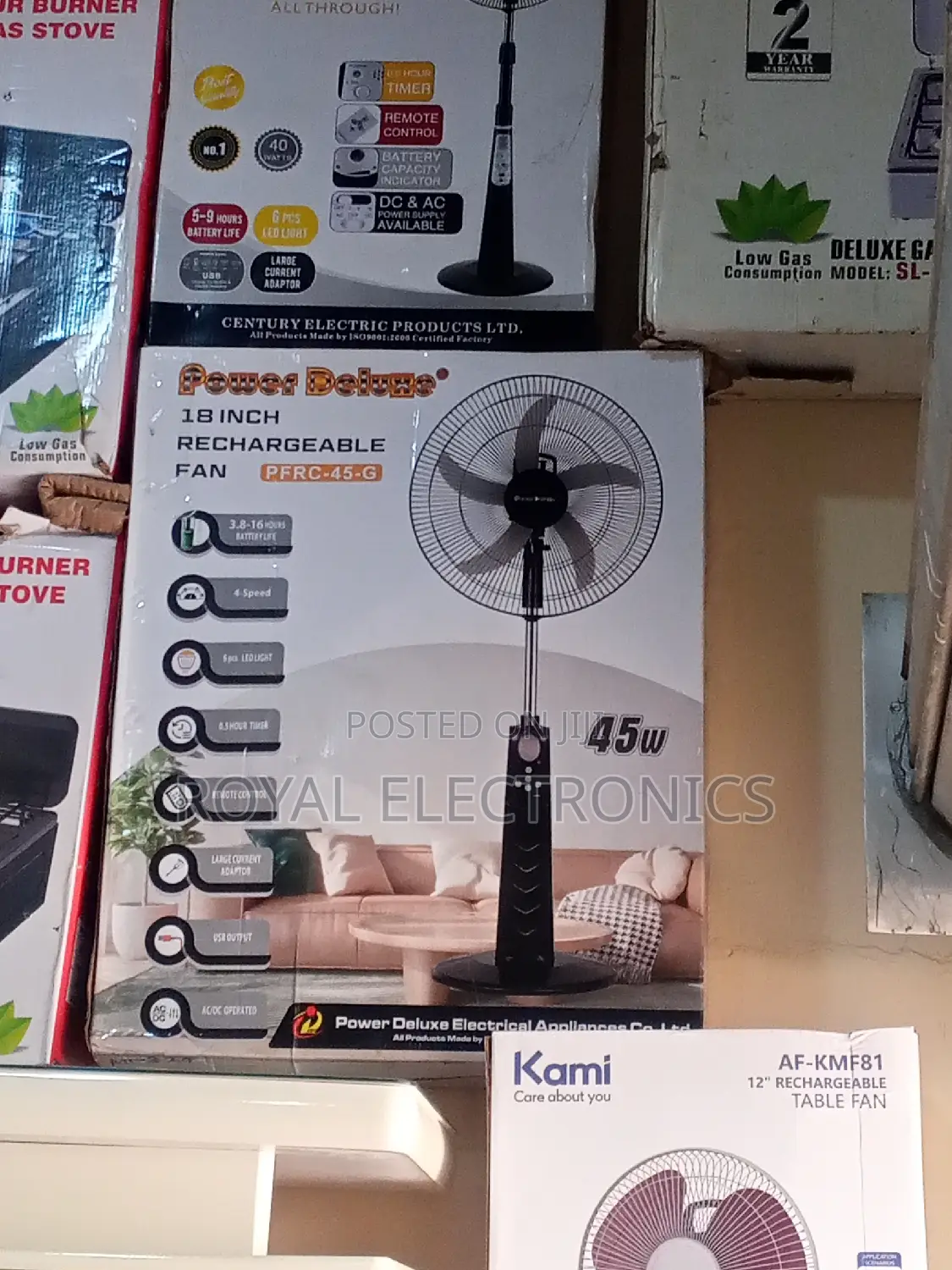 Brand New Power Deluxe 18" Rechargeable Fan With Remote