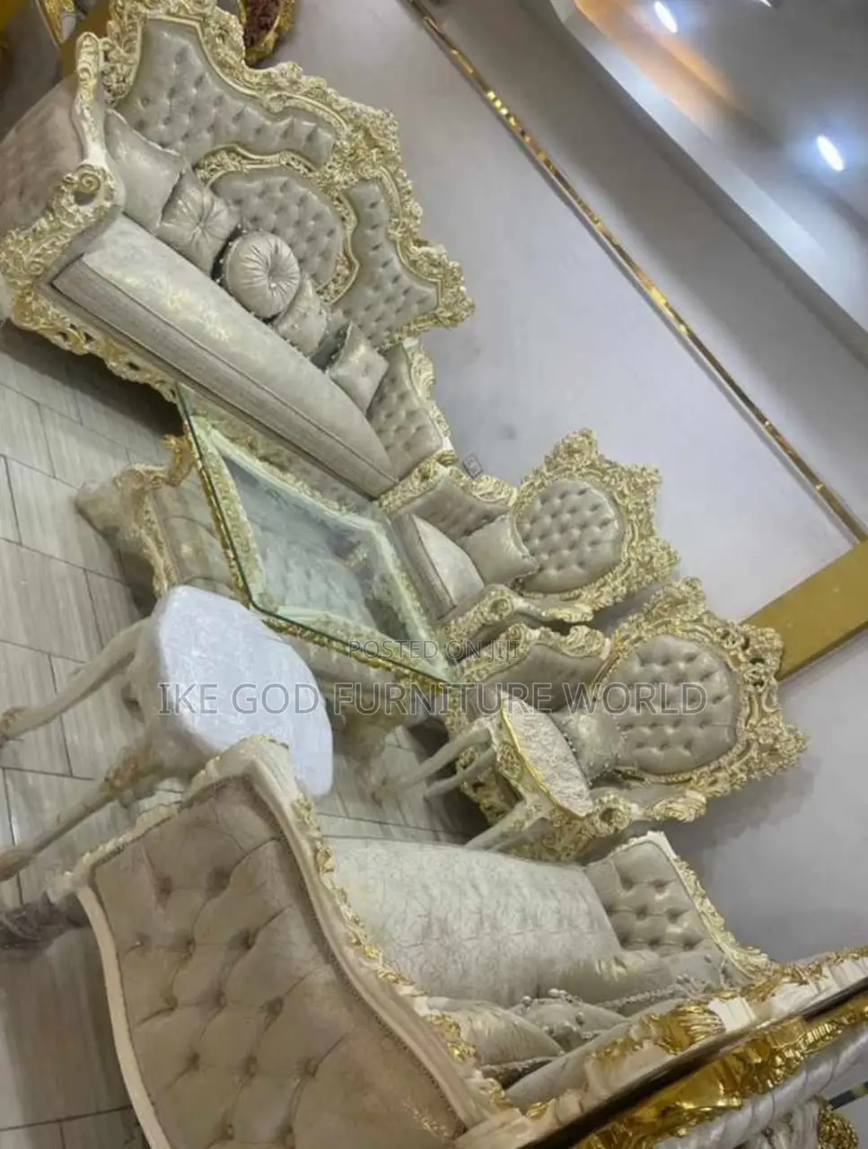 High Classic Turkish Royal Fabric Sofa Chair Complete Set