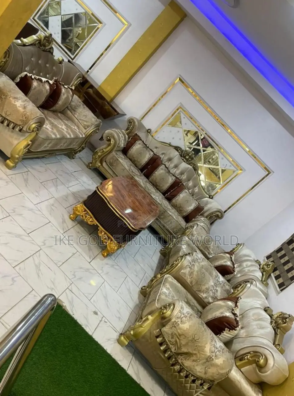 Complete Set of High Quality Turkish Royal Fabric Sofa Chair