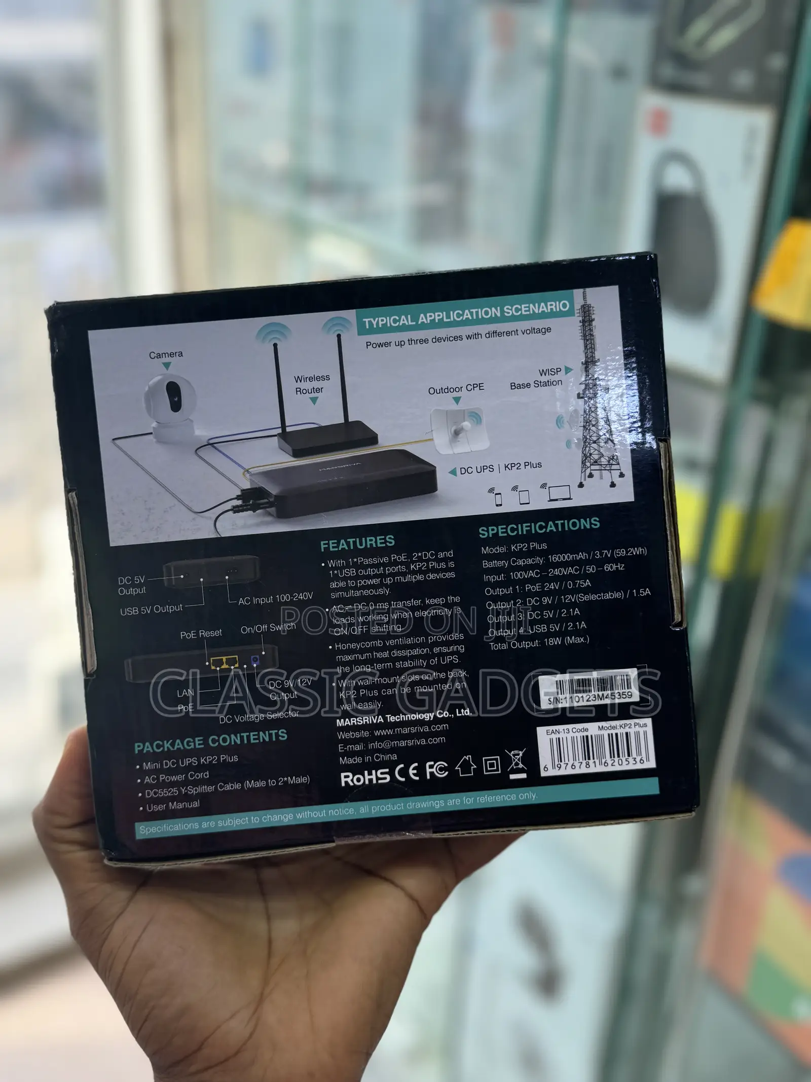 MARSRIVA Mini Ups Dc 12V 16000mah 30W for Router Modem CCTV