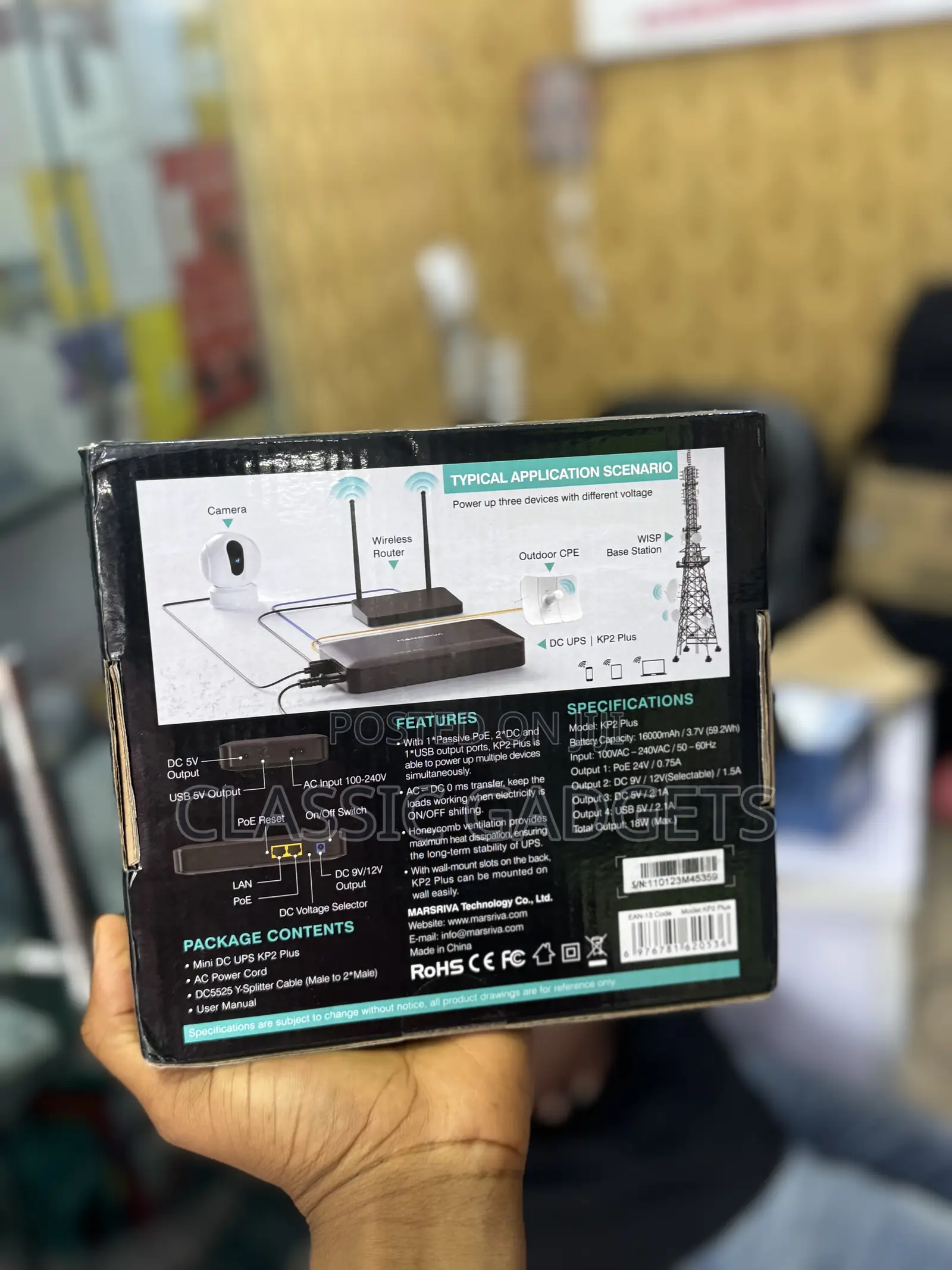 MARSRIVA Mini Ups Dc 12V 16000mah 30W for Router Modem CCTV