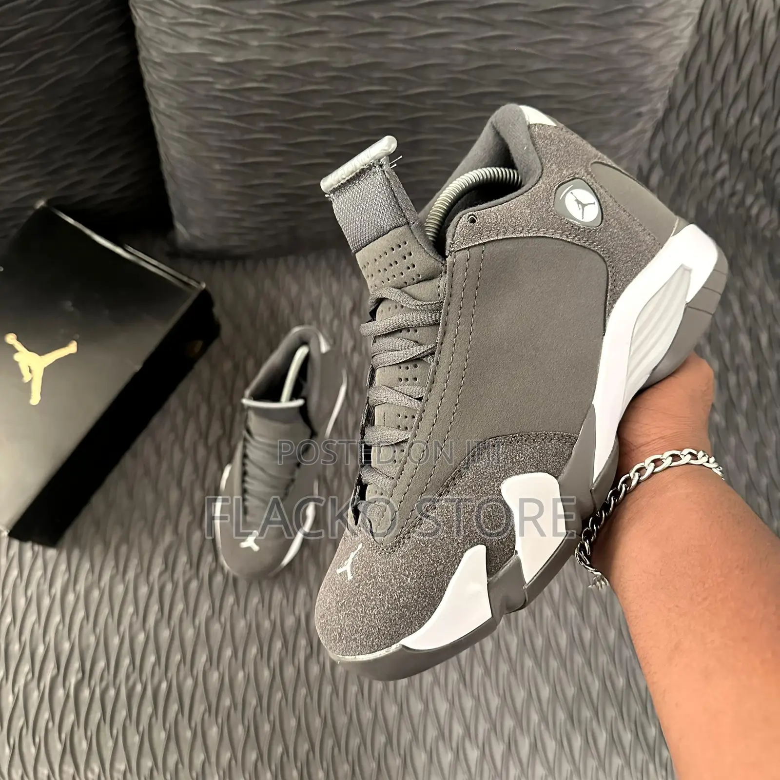 Original Air Jordan 14 Retro Flint Grey Sneakers