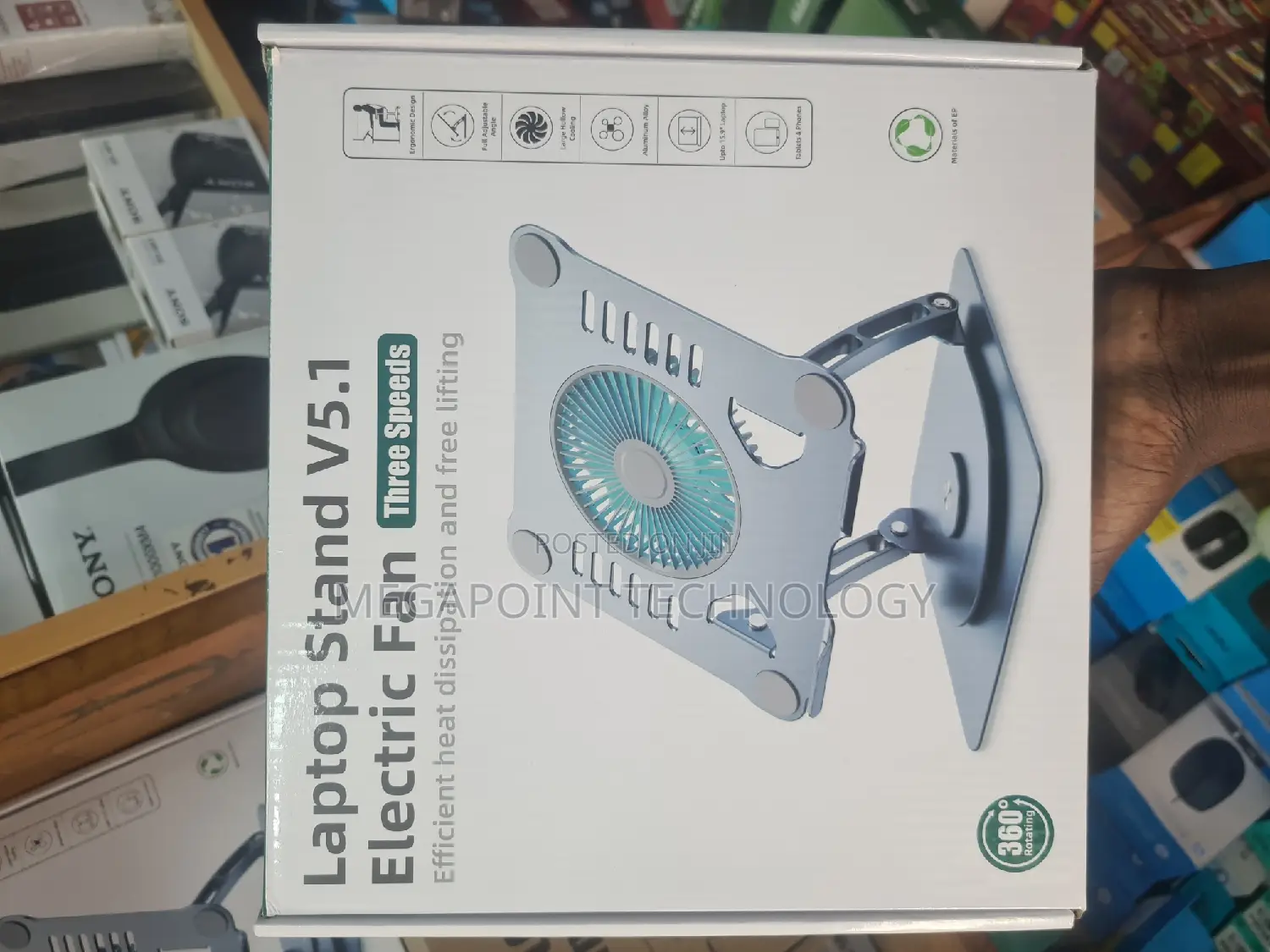 Laptop Stand With Electric Cooling Fan