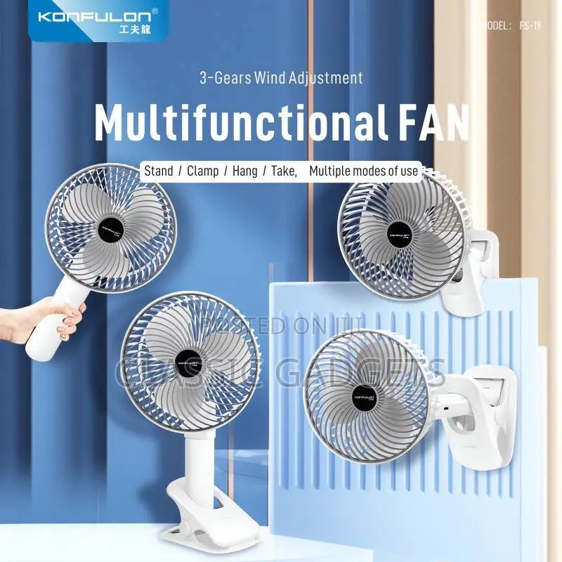 Konfulon Fs-19 Multifunctional Clip on /Hand and Desktop Fan