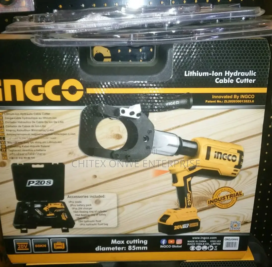 Ingco 20v Lithium-ion Cordless Hydraulic Crimping Tool Kit.