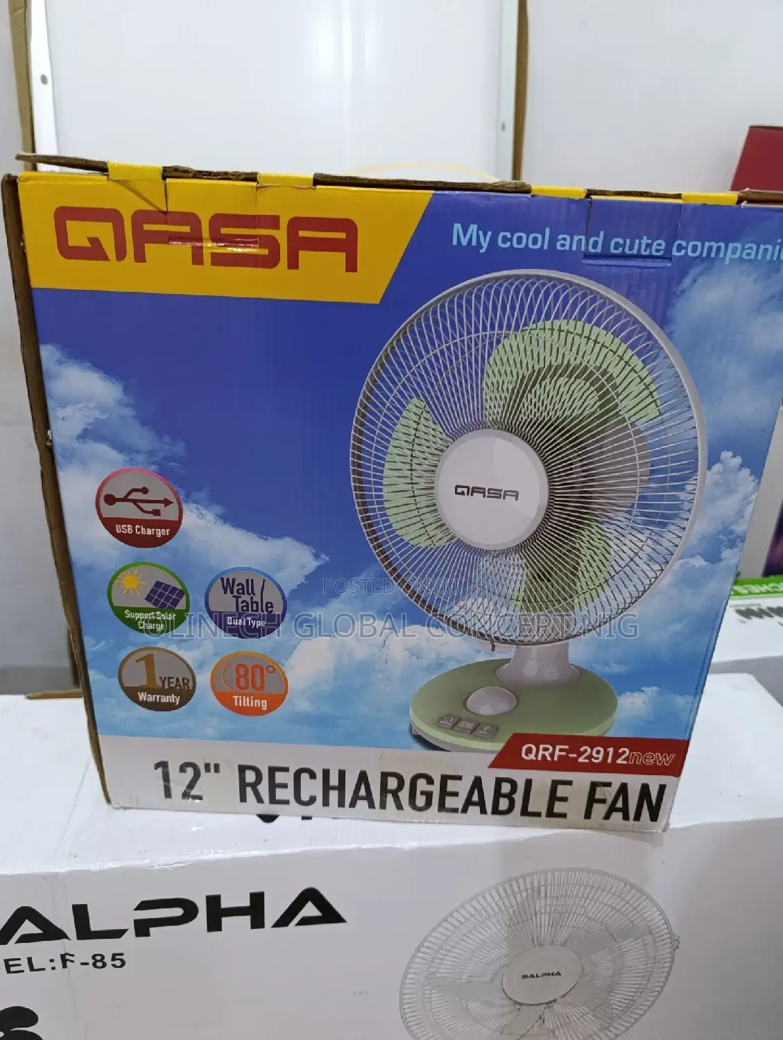 GASA 12 Inches Rechargeable Fan