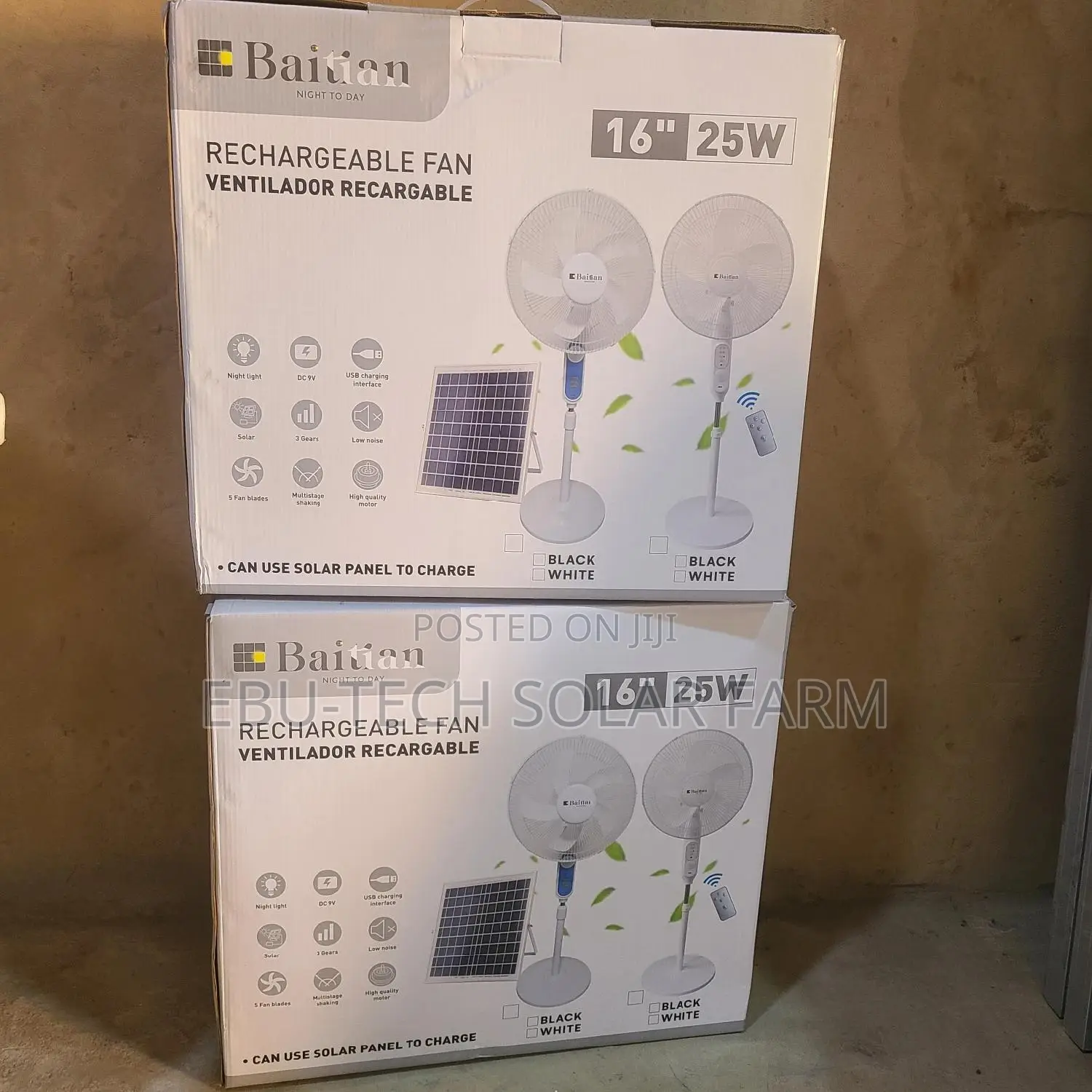 Solar Rechargeable Fan 16inches
