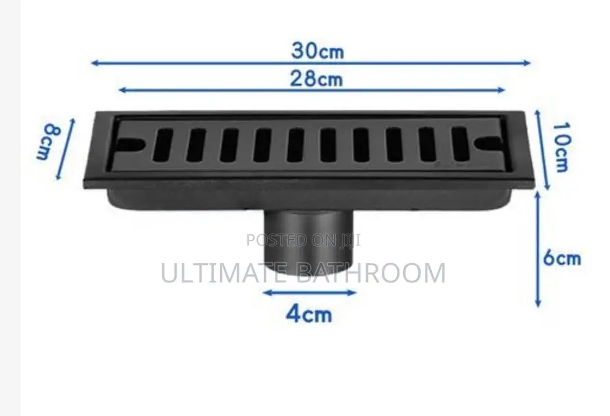 Matt Black 1foot (30cm)Bathroom Floor Drain