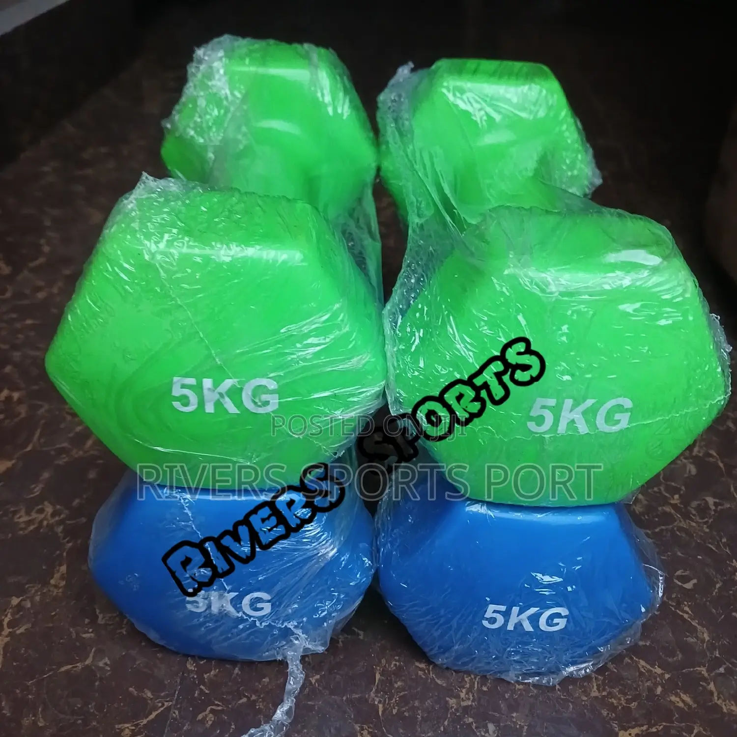 A Pair of 5kg Vinyl Dumbbell