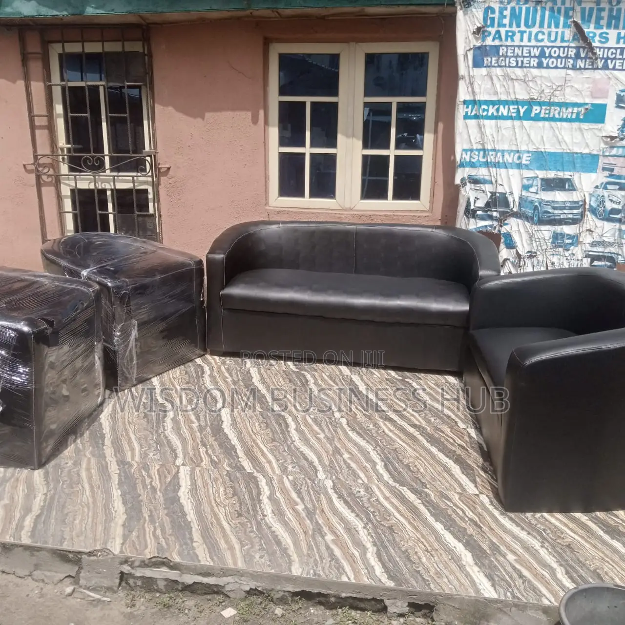 Leather Bucket Chair Set
