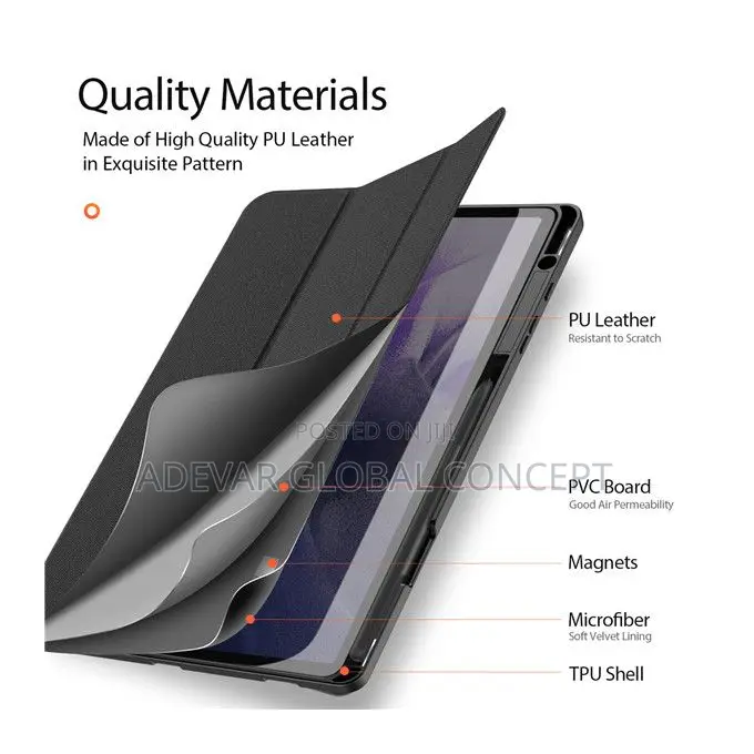 PU Leather Case for Samsung Galaxy Tab S9 Plus 12.4 - Black