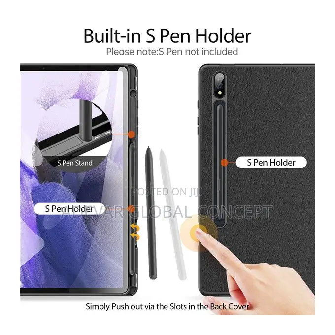 PU Leather Case for Samsung Galaxy Tab S9 Plus 12.4 - Black