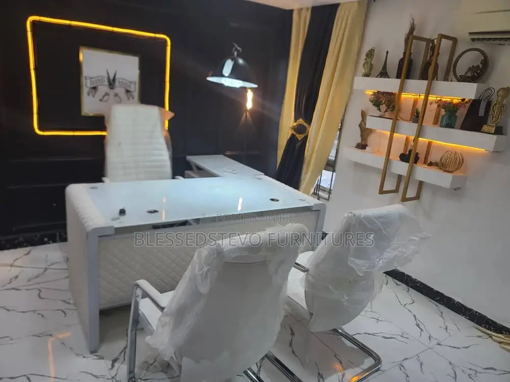 White Office Table and Chairs