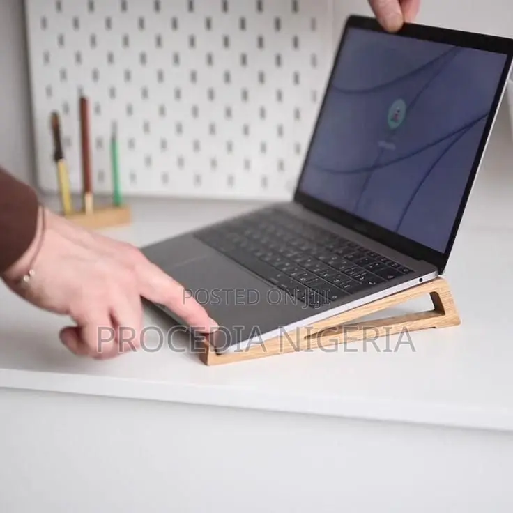 Unique Laptop Stand - Phone Holder - 100% Oak Wood