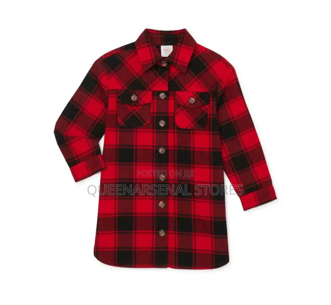 Wonder Nation Girls Long Sleeve Flannel Shirt