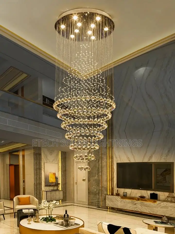 Luxury Led Staircase Living Room Rain Drop Chandelier Light