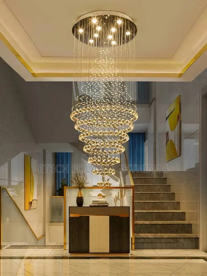 Luxury Led Staircase Living Room Rain Drop Chandelier Light