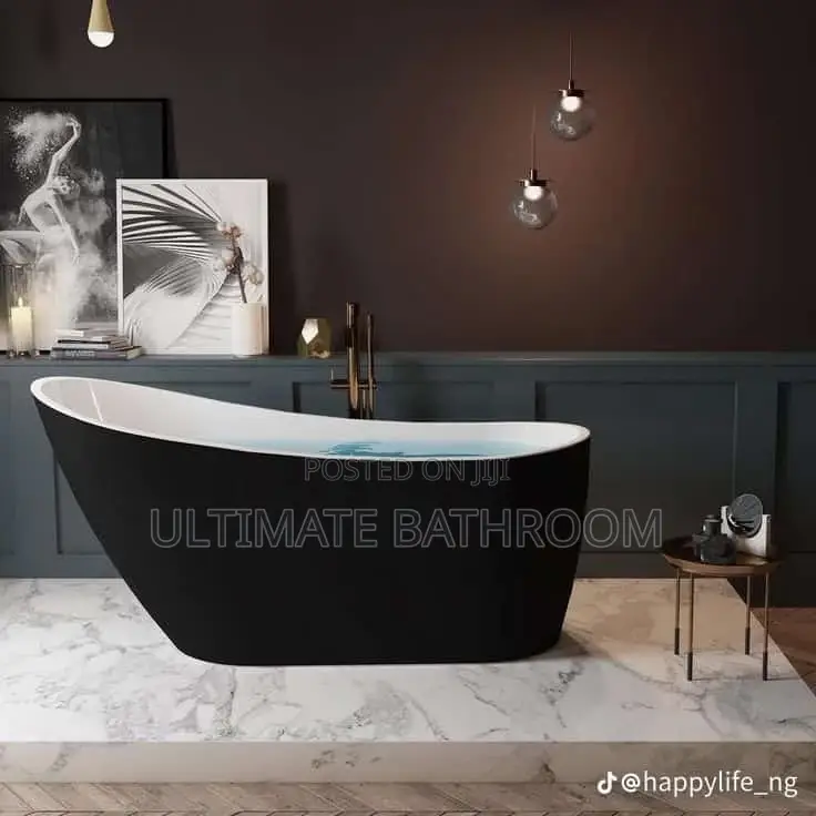 Curved Black And White Acrylic Bathtub