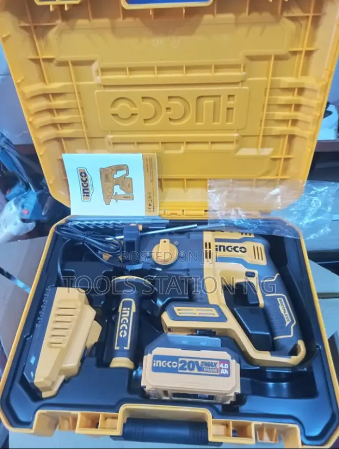 INGCO 20V Combo ( Cordless 41⁄2" Grinder and Rotary Hammer