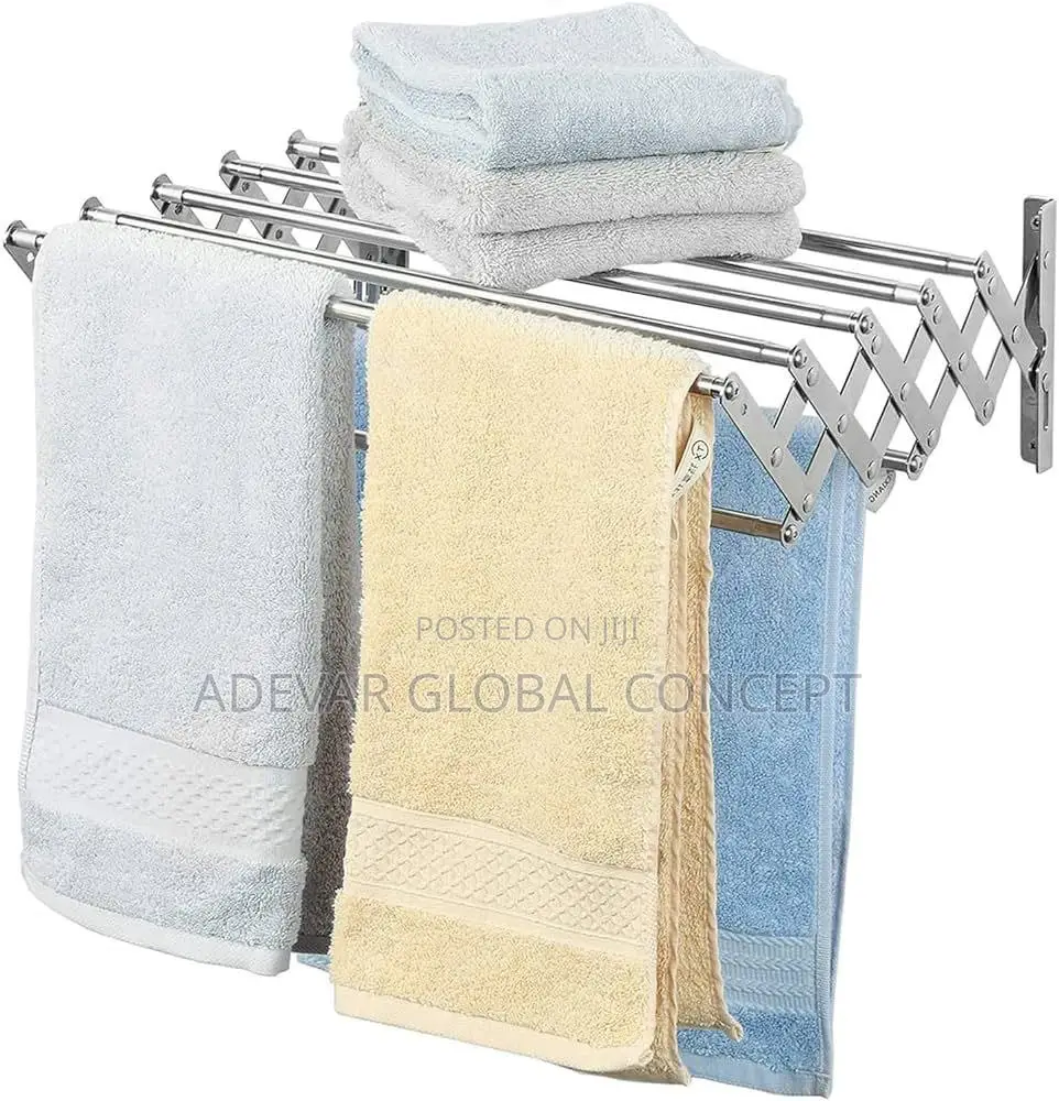 High Quality Expandable Towel Hanger - White 70cm 90cm
