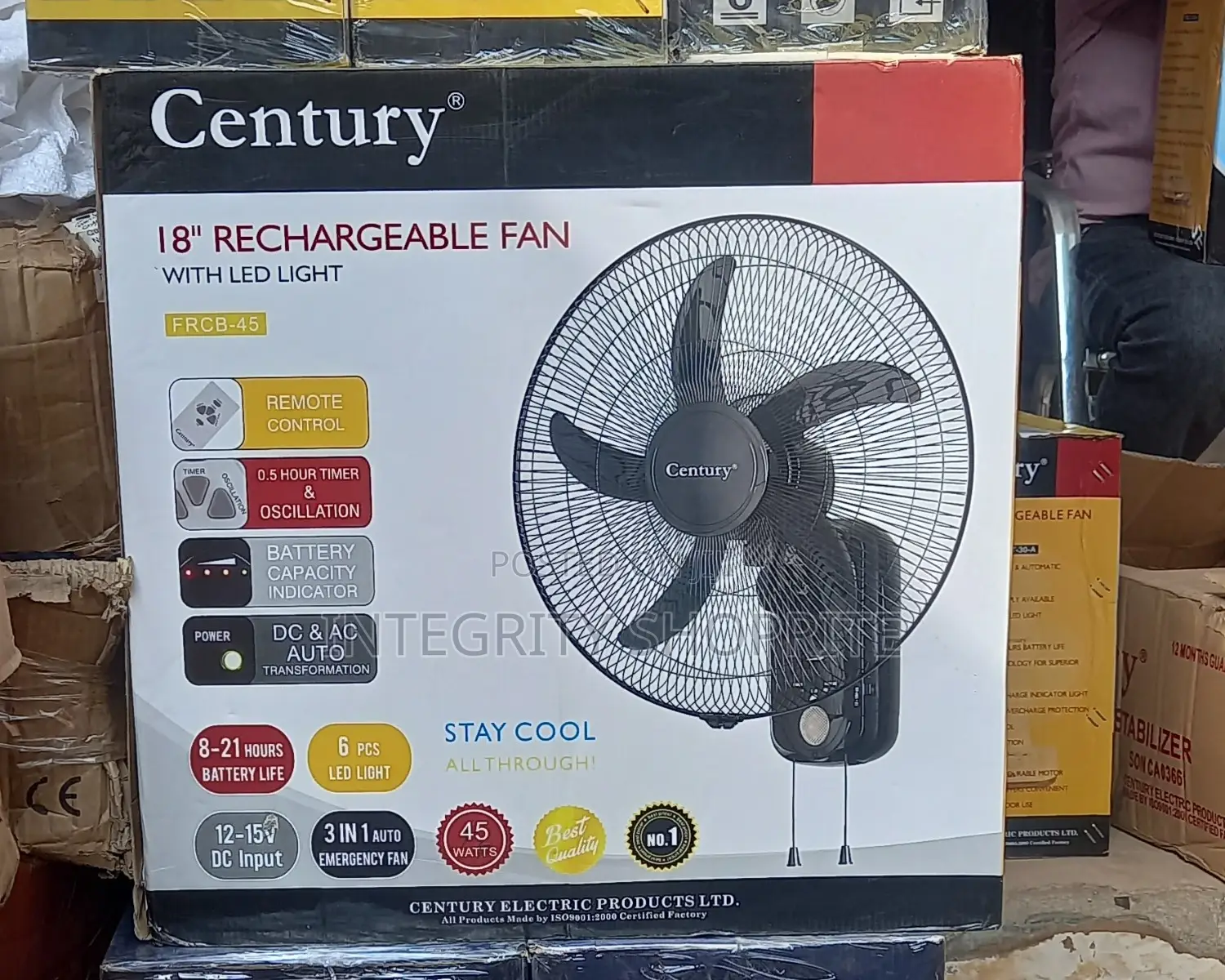 Century Rechargeable Wall Fan 18inches