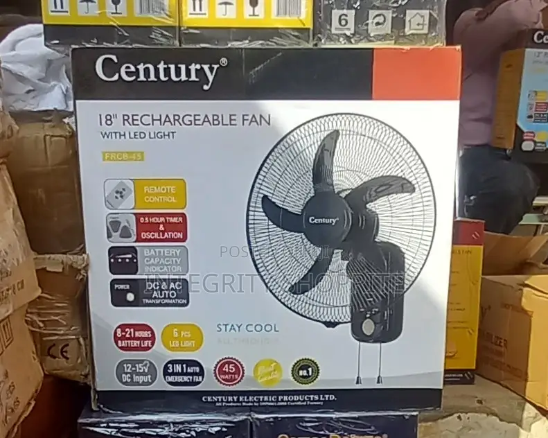 Century Rechargeable Wall Fan 18inches