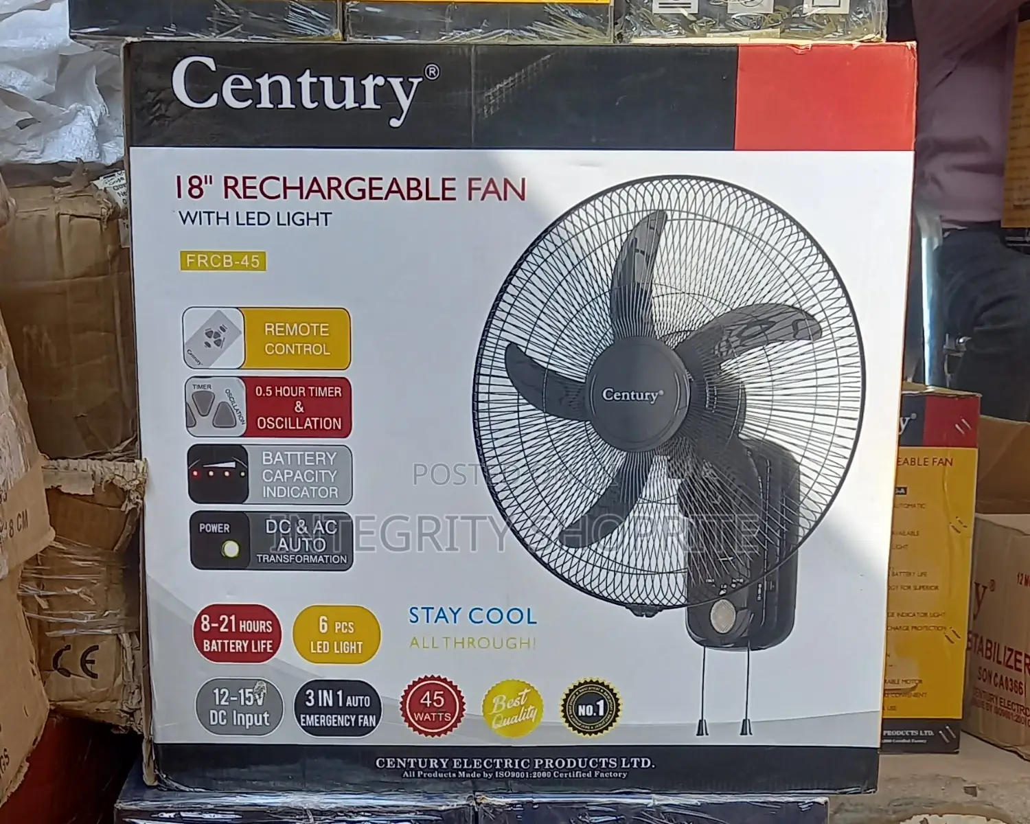 Century Rechargeable Wall Fan 18inches