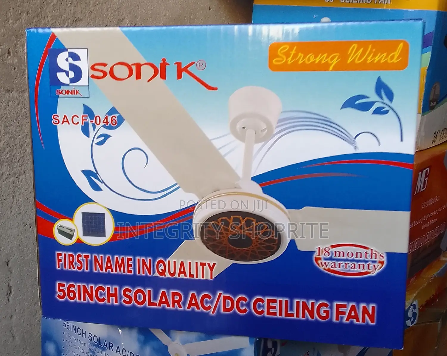 Sonik Solar Ceiling Fan AC/DC , Long Blade 40W