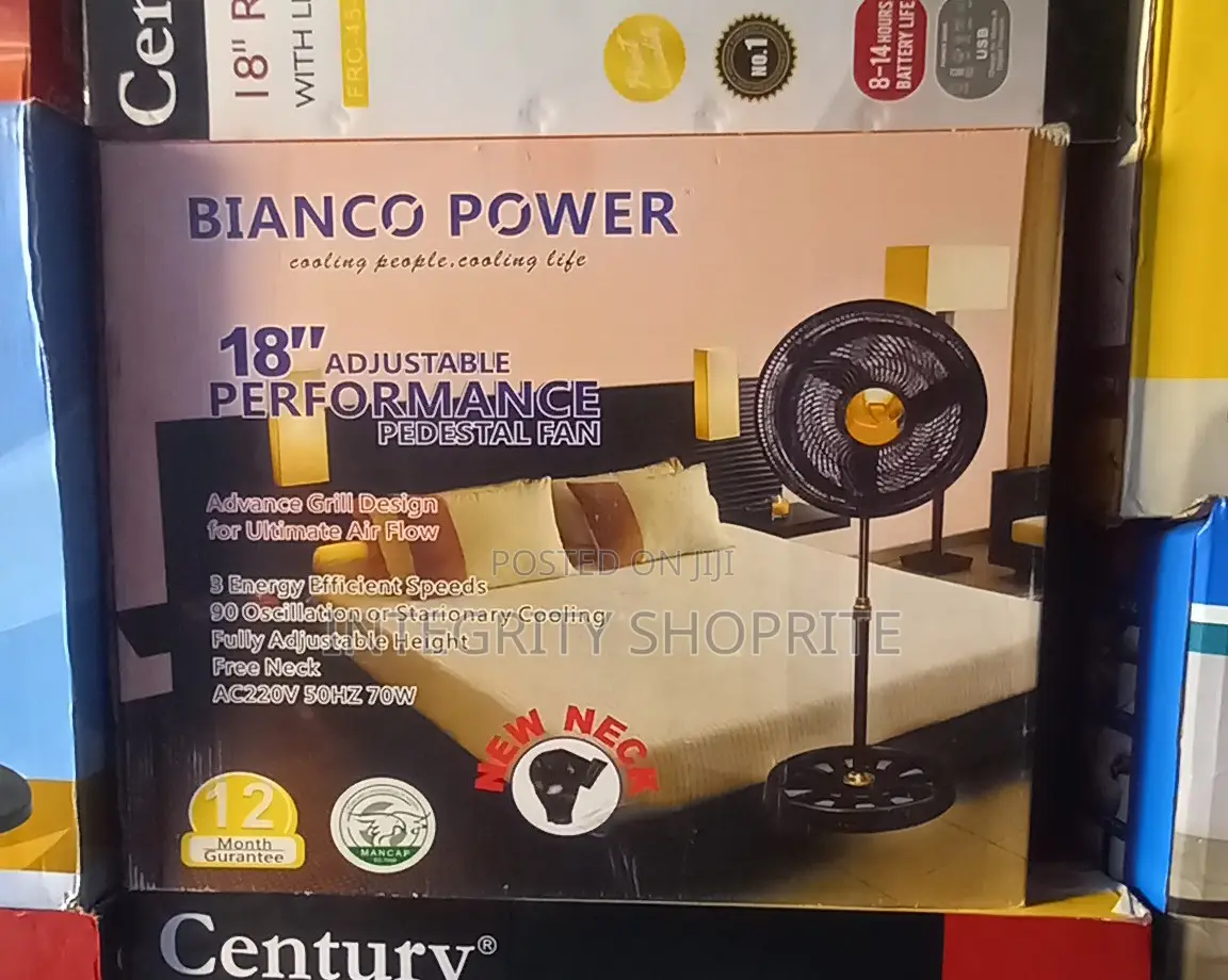 Bianco Power Performance Black 18′′ Inches Pedestal Fan