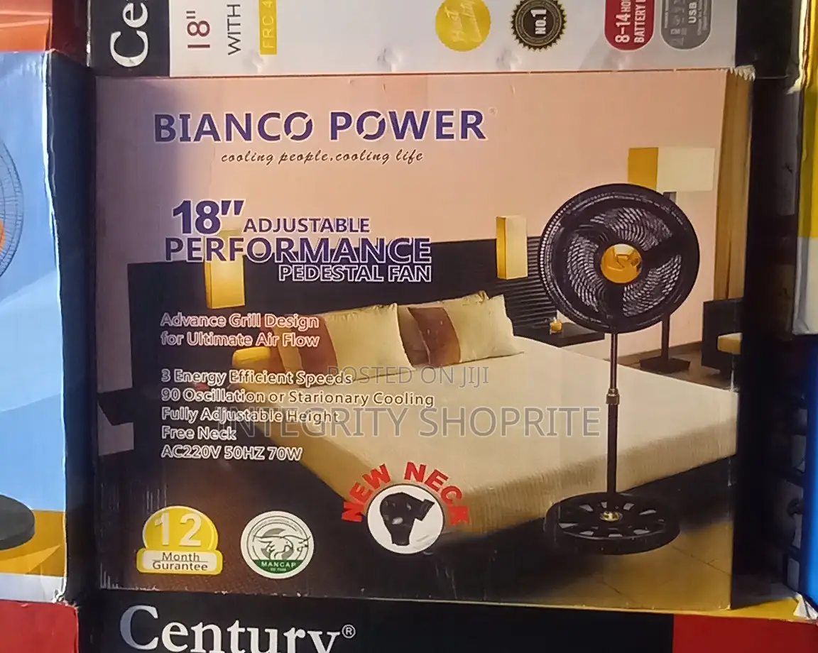 Bianco Power Performance Black 18′′ Inches Pedestal Fan