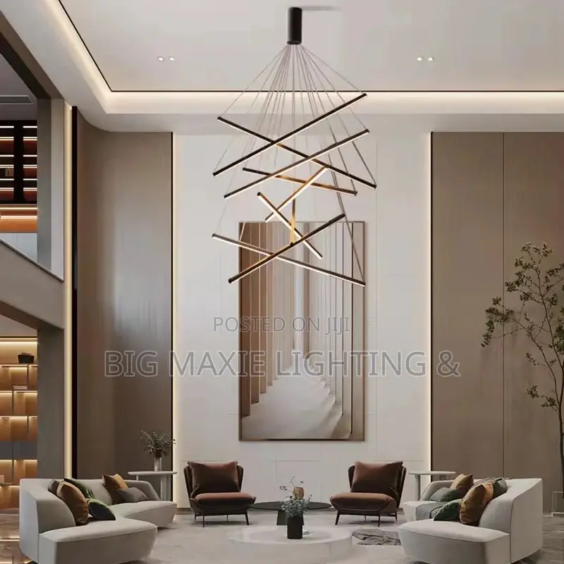 Modern Duplex Apartment Living Room /Staircase Chandelier