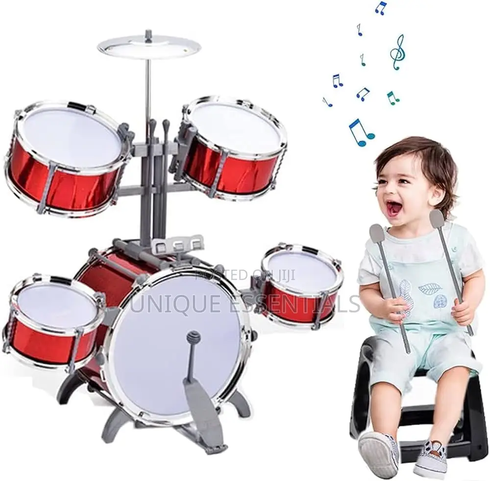 Unisex Children Jazz Drum Set With Seat for Kid